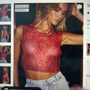 She’s a Gem Red Rhinestone Tank sz Small